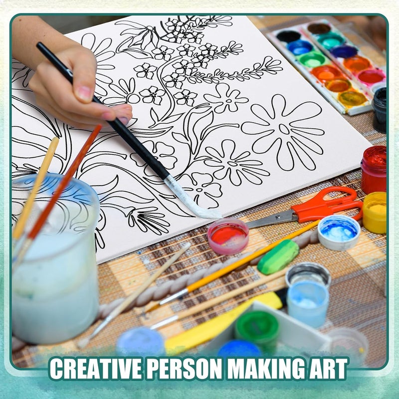 Sherr 20 Pcs Stretched Pre Drawn Canvas Afro Queen Black Art for Painting for Adults Outline Pre Drawn Stretched Cotton Canvas to Paint Party Set, 8 x 10''(Floral) - Image 4